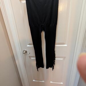 Lane Bryant Black Leggings with Fringe Detail